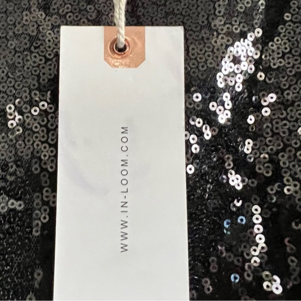 In loom Black Sequin Crop Top with Velvet Ties at The Shoulders. Lined NWT❤️ - Picture 9 of 9